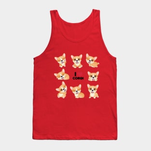 cute little corgi with watercolor collection tshirt Tank Top